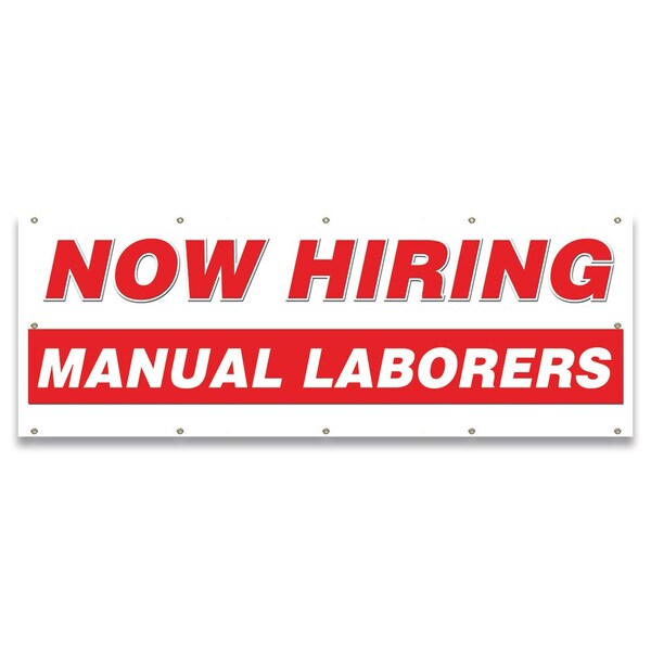 Now Hiring Manual Laborers Banner Apply Inside Accepting Application Single Sided